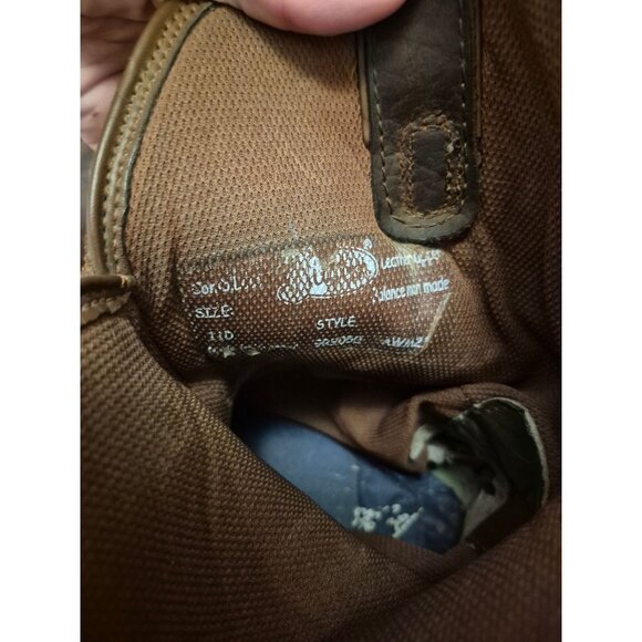 Justin Mens Brown Leather Western Work Boots With Yellow Stitching